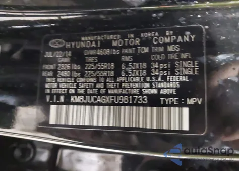 2015 Hyundai Tucson Limited z USA, uszkodzony, nr VIN KM8JUCAGXFU981733